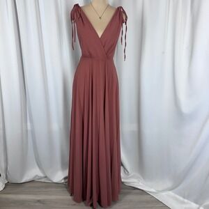 Lulus Maxi Dress Women S Mauve V-Neck Open Back Sleeveless Formal Prom